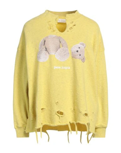 Shop Palm Angels Woman Sweatshirt Yellow Size Xs Cotton, Elastane