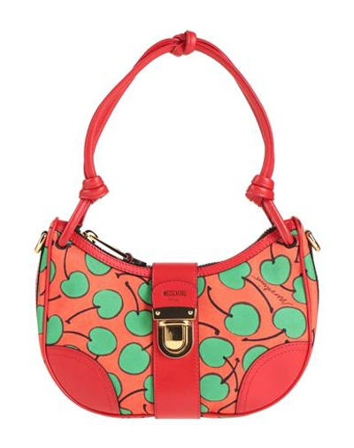 Shop Moschino Woman Handbag Tomato Red Size - Textile Fibers, Leather