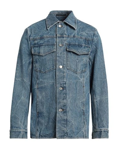 Shop Dries Van Noten Man Denim Outerwear Blue Size L Cotton
