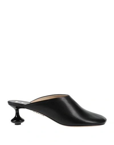 Loewe Woman Mules & Clogs Black Size 10 Soft Leather In Black