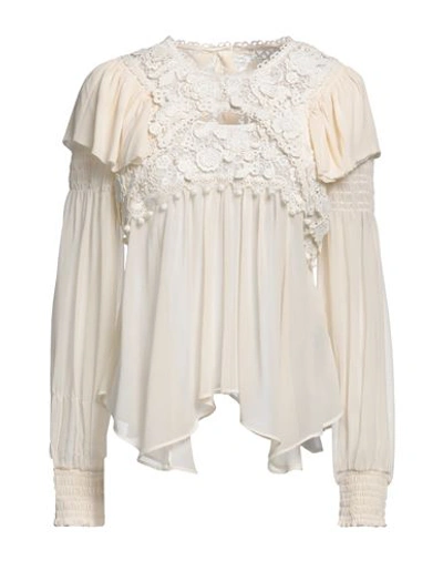 Shop Isabel Marant Woman Top Ivory Size 8 Silk, Cotton, Polyester In White