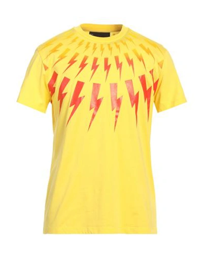 Shop Neil Barrett Man T-shirt Yellow Size Xl Cotton