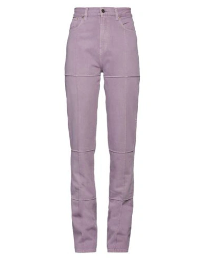 Shop Jacquemus Woman Jeans Light Purple Size 28 Organic Cotton