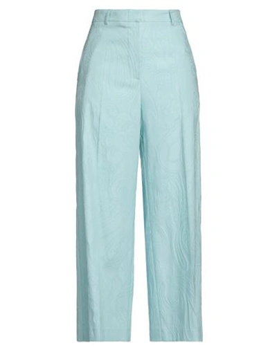 Shop Etro Woman Pants Sky Blue Size 10 Cotton, Viscose, Elastane