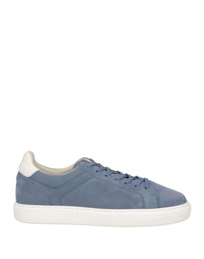 Shop Brunello Cucinelli Man Sneakers Slate Blue Size 10 Soft Leather