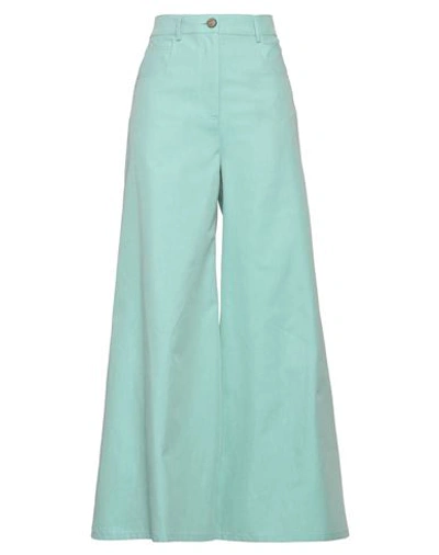 Shop Rochas Woman Pants Green Size 8 Cotton, Polyester