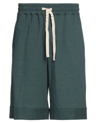 Shop Jil Sander Man Shorts & Bermuda Shorts Dark Green Size Xl Cotton, Elastane