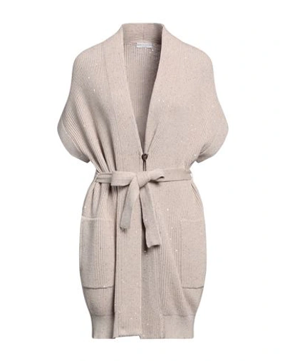 Shop Brunello Cucinelli Woman Cardigan Sand Size Xl Cotton, Polyester In Beige