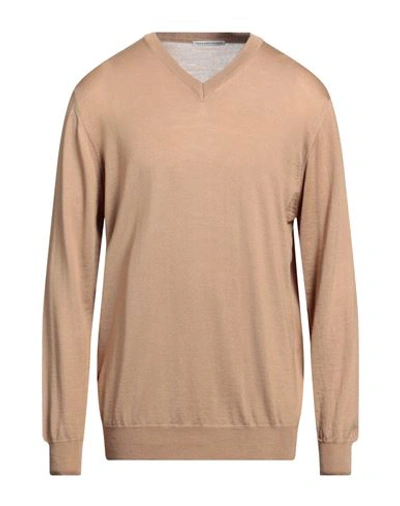 Shop Grey Daniele Alessandrini Man Sweater Camel Size 44 Wool In Beige