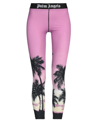 Shop Palm Angels Woman Leggings Pink Size S Polyester, Elastane, Polyamide