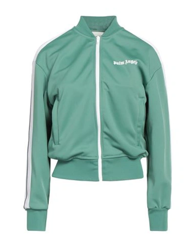 Palm Angels Woman Sweatshirt Sage Green Size S Polyester, Elastane, Recycled Polyester In Sage Green