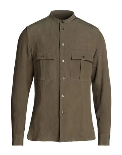 Shop Etro Man Shirt Military Green Size 15 ½ Silk