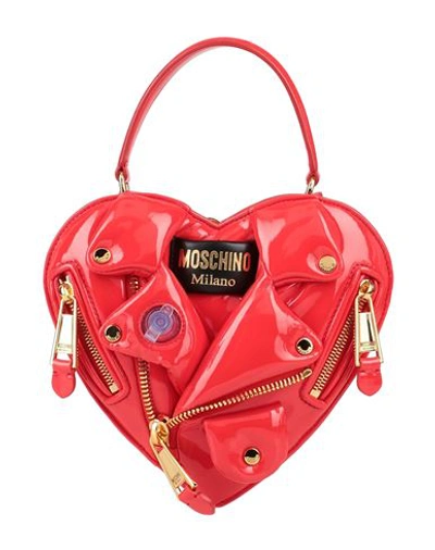 Shop Moschino Woman Handbag Red Size - Soft Leather, Textile Fibers