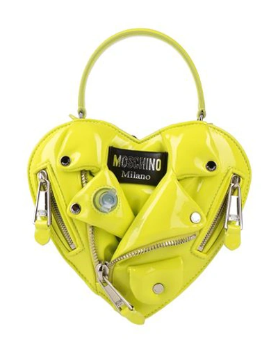 Shop Moschino Woman Handbag Yellow Size - Soft Leather, Textile Fibers