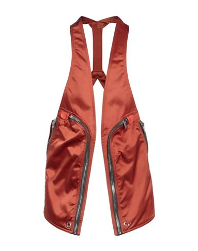 Shop Rick Owens Man Tailored Vest Rust Size 38 Polyamide In Red