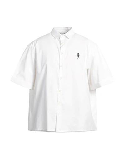Shop Neil Barrett Man Shirt White Size M Cotton