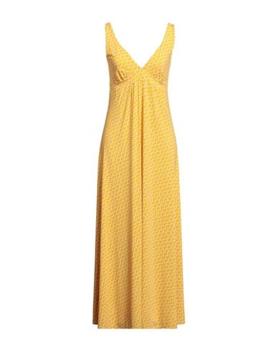 Shop Siyu Woman Maxi Dress Ocher Size 8 Polyamide, Elastane In Yellow