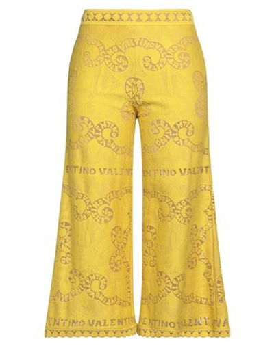 Shop Valentino Garavani Woman Pants Yellow Size 6 Cotton, Polyamide
