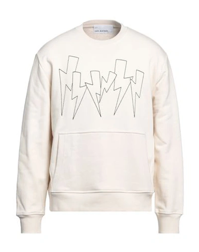 Shop Neil Barrett Man Sweatshirt Ivory Size Xl Cotton, Elastane In White