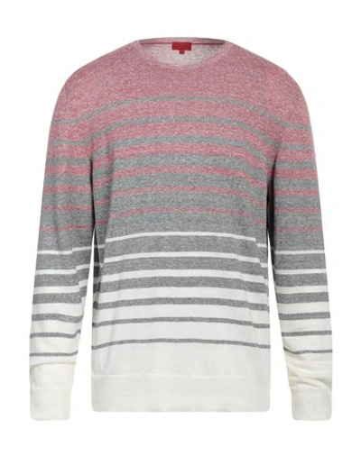 Shop Isaia Man Sweater Brick Red Size Xxl Linen, Cotton