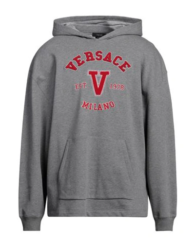 Shop Versace Man Sweatshirt Grey Size M Cotton, Polyester, Acrylic, Wool
