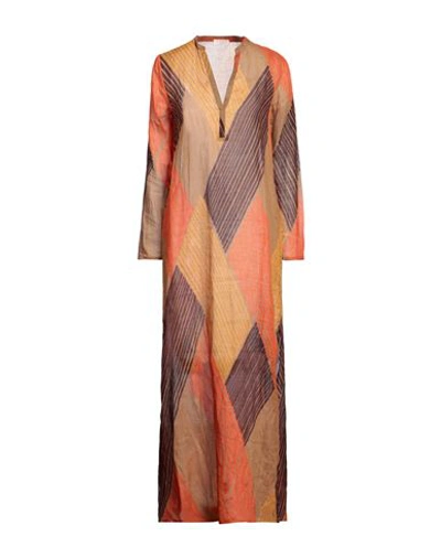 Shop Siyu Woman Maxi Dress Sand Size 6 Ramie In Beige