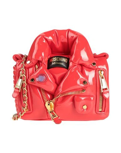 Shop Moschino Woman Cross-body Bag Red Size - Leather, Textile Fibers