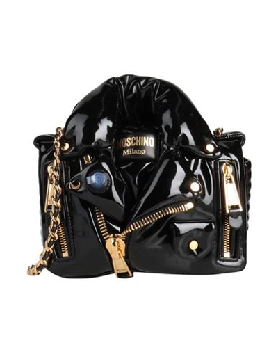 Shop Moschino Woman Cross-body Bag Black Size - Leather, Textile Fibers