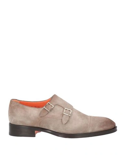 Santoni Man Loafers Dove Grey Size 12 Soft Leather In Grey