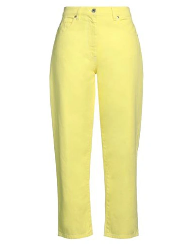 Shop Msgm Woman Jeans Light Yellow Size 6 Cotton