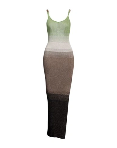 Gcds Woman Maxi Dress Brown Size L Viscose, Metallic Fiber, Polyester, Polyamide In Brown