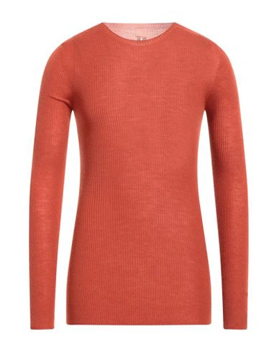 Shop Rick Owens Man Sweater Rust Size Xl Virgin Wool In Red