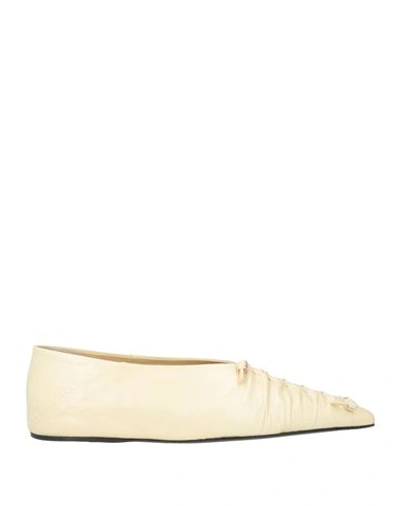 Shop Jil Sander Woman Ballet Flats Cream Size 7 Soft Leather In White