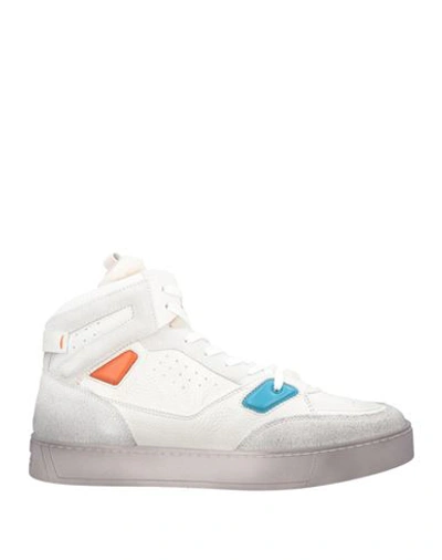 Shop Santoni Man Sneakers White Size 9 Soft Leather