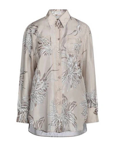 Shop Brunello Cucinelli Woman Shirt Beige Size Xxl Silk, Ecobrass
