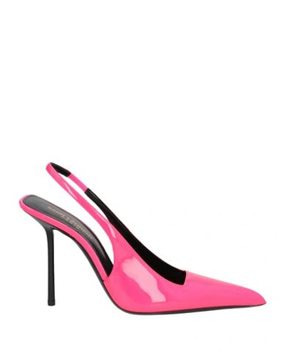 Shop Saint Laurent Woman Pumps Fuchsia Size 7.5 Soft Leather In Pink