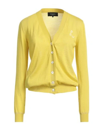 Shop Rochas Woman Cardigan Mustard Size L Cashmere, Polyester, Metallic Polyester In Yellow