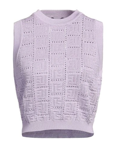 Shop Balmain Woman Sweater Lilac Size 10 Viscose, Polyamide In Purple