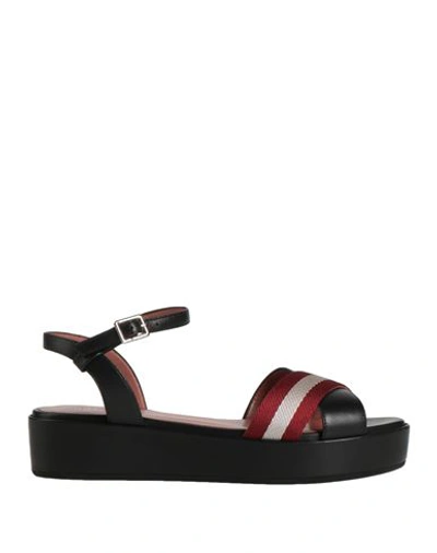 Bally Woman Sandals Black Size 7.5 Soft Leather, Textile Fibers In Black