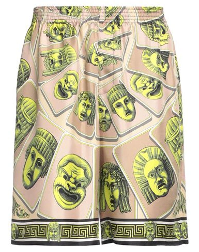 Shop Versace Man Shorts & Bermuda Shorts Beige Size 32 Silk