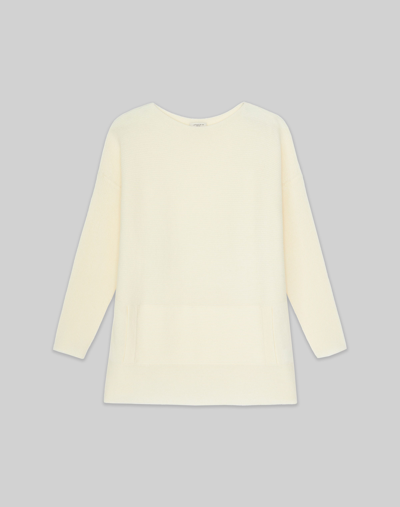 Shop Lafayette 148 Wool-cashmere Link Stitch Bateau Neck Sweater In White