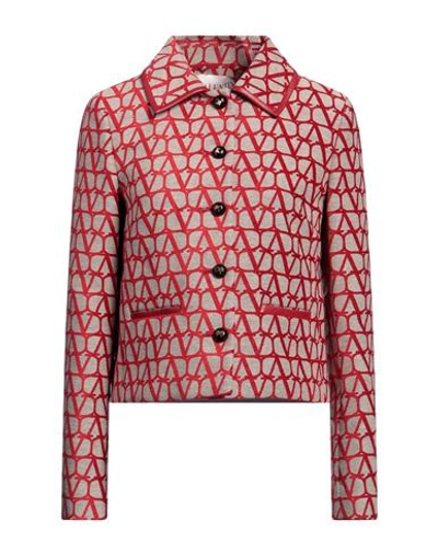 Shop Valentino Garavani Woman Blazer Red Size 6 Polyester, Cotton, Viscose, Lambskin