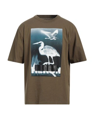 Shop Heron Preston Man T-shirt Military Green Size S Cotton