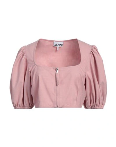 Shop Ganni Woman Top Pastel Pink Size 8/10 Viscose, Polyester, Elastane