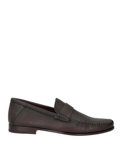 Shop Santoni Man Loafers Dark Brown Size 8 Soft Leather
