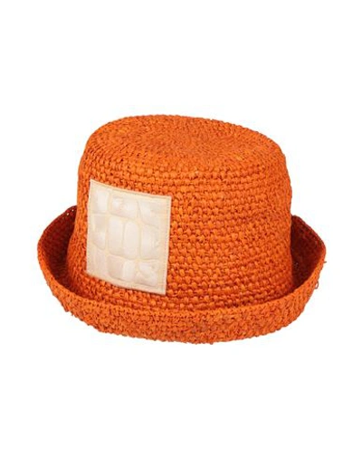 Shop Jacquemus Woman Hat Orange Size 7 ⅛ Natural Raffia