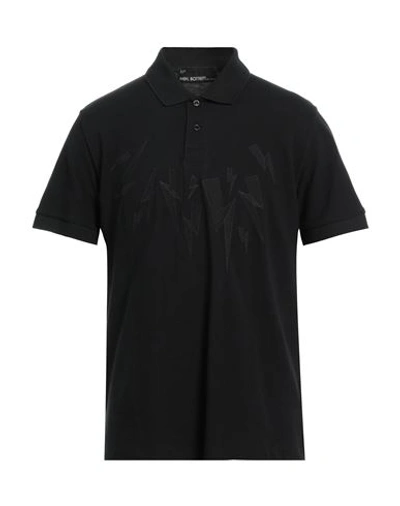 Shop Neil Barrett Man Polo Shirt Black Size Xl Cotton