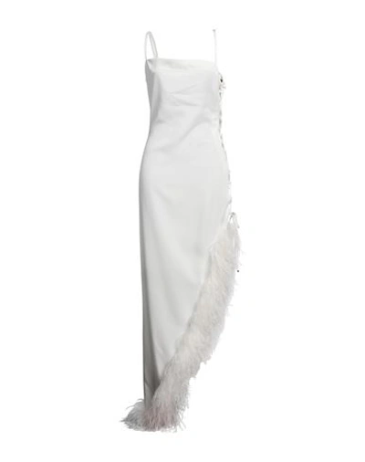 Shop Alberto Audenino Woman Maxi Dress Off White Size L Polyester, Elastane