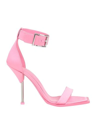 Shop Alexander Mcqueen Woman Sandals Pink Size 8 Textile Fibers