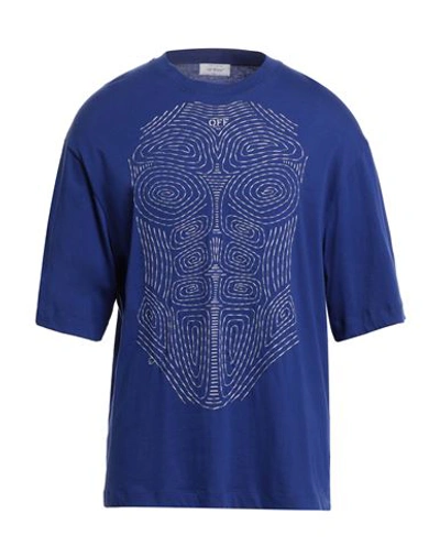 Shop Off-white Man T-shirt Blue Size L Cotton, Polyester